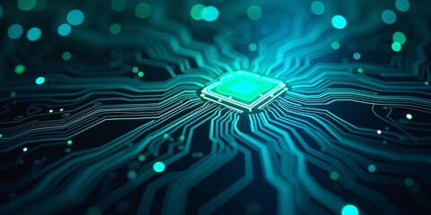 Aufkleber - Abstract close-up of futuristic computer circuit board