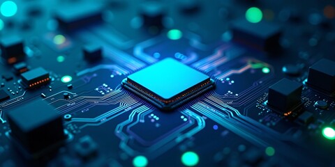 Aufkleber - Abstract close-up of futuristic computer circuit board