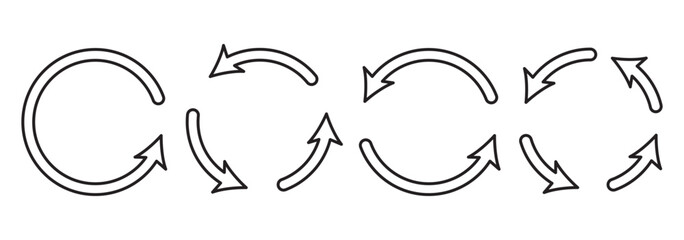 Aufkleber - circle arrow icon set. symbol of reload, refresh, loading, recycle and repeat. interconnecting round