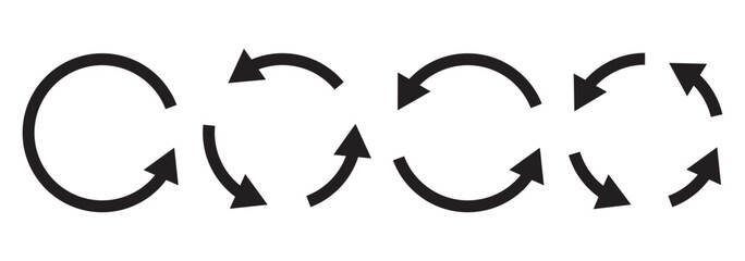 Aufkleber - circle arrow icon set. symbol of reload, refresh, loading, recycle and repeat. interconnecting round