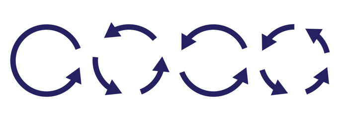 Aufkleber - circle arrows icon set. round reload sign, repeat icon, refresh icon, rotate arrow icon sign and sym