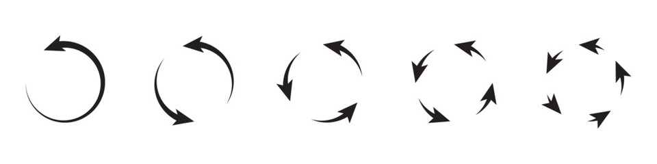 Aufkleber - circle arrows icon set. round reload sign, repeat icon, refresh icon, rotate arrow icon sign and sym