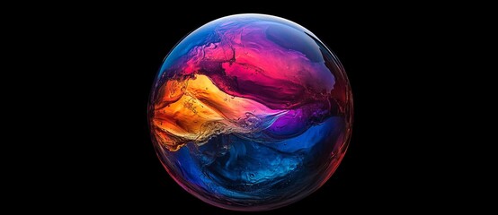 Wall Mural - a virtual reality setting showcases a vibrant, multihued, and psychedelic planet, with a detailed vi