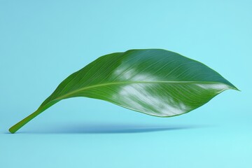 Poster - Vibrant green leaf on a bright backdrop.