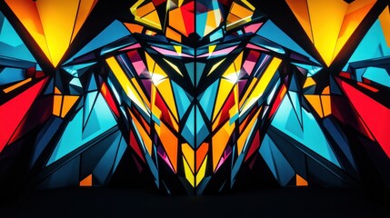 Aufkleber - An abstract geometric design with bright colors and bold patterns