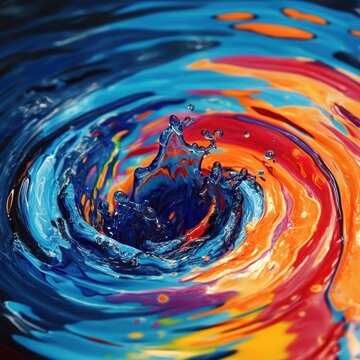 Background reveals vibrant ripple of twisting splash curve
