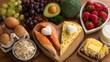 © SHI - Healthy food arranged in a heart shape with fading cholesterol indicators, symbolizing dietary control for heart health.