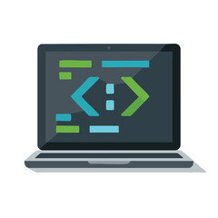 Poster - Laptop displaying green and blue code