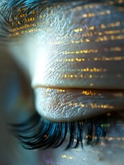 Poster - Close up exploration of intricate patterns on a woman's eye showcasing unique artistic elements at twilight