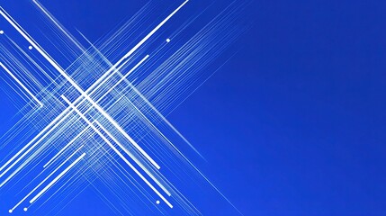 Poster - Intersecting White Lines on a Bright Blue Background
