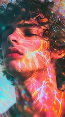 Poster - Shimmer and glitch blur, dreamy ripple background