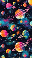 Wall Mural - space scene with planets and stars pattern backgrounds astronomy universe.