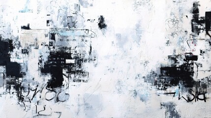 Poster - Modern Abstract Painting in White and Black with Expressive Details