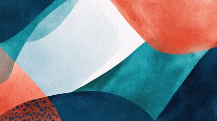 Poster - Hand-Drawn Geometric Lines with Watercolor Textures and Patterns