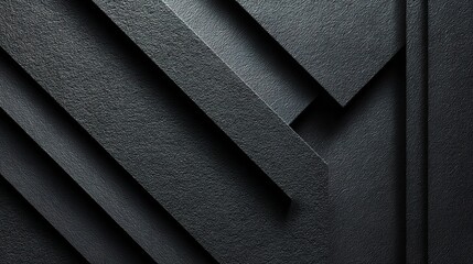 Poster - Black Textured Paper Design with Layered Abstract Shapes