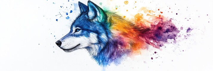 Naklejka na meble watercolor wolf 