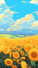 Wall Mural - sunflower field landscape agriculture backgrounds.