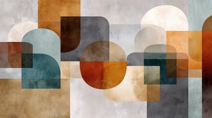 Poster - Abstract Shapes in Muted Colors Over a Textured Canvas Background