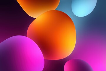 Poster - a colorful abstract image of four different colored spheres. the spheres are all different sizes and