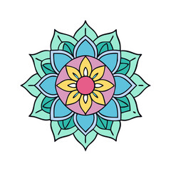 Poster - Colorful floral mandala design vector art illustration flower pattern decorative ornament graphic design element