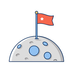 Poster - Moon landing flag illustration vector graphic design exploration space travel mission lunar surface