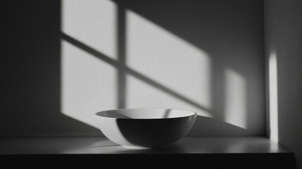 Aufkleber - A Simple White Bowl Illuminated by Window Light and Shadows