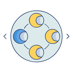 Poster - Circle diagram with moon phases, astronomy vector, celestial bodies, lunar cycle illustration, astrology