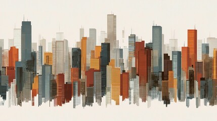 Poster - Simplified Abstract Cityscape with Muted Buildings and Colors