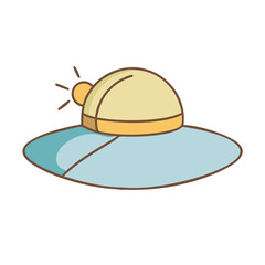 Poster - Illustration of a cute ufo flying saucer with light beam alien spaceship cartoon drawing design