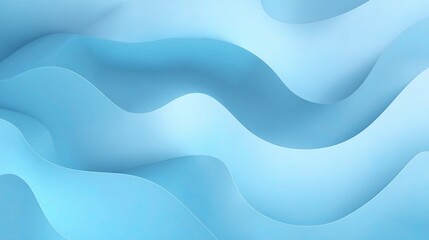 Poster - Soft Light Blue Abstract Waves Background with Subtle Gradients