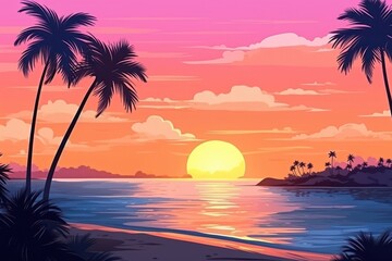 Wall Mural - beach sunset landscape outdoors horizon.