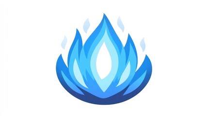 Poster - Abstract illustration of a blue flame shape against a white background