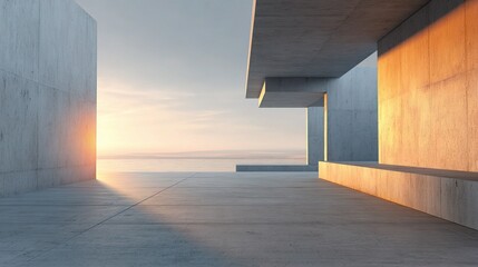 Poster - Warm Lit Concrete Architecture with Creative Design Elements