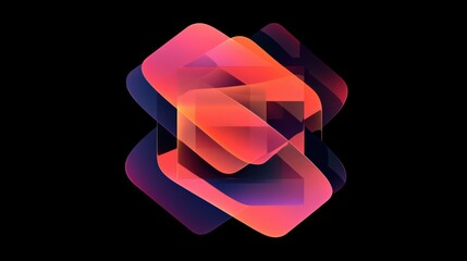 Aufkleber - Overlapping translucent colorful shapes on a black background present design