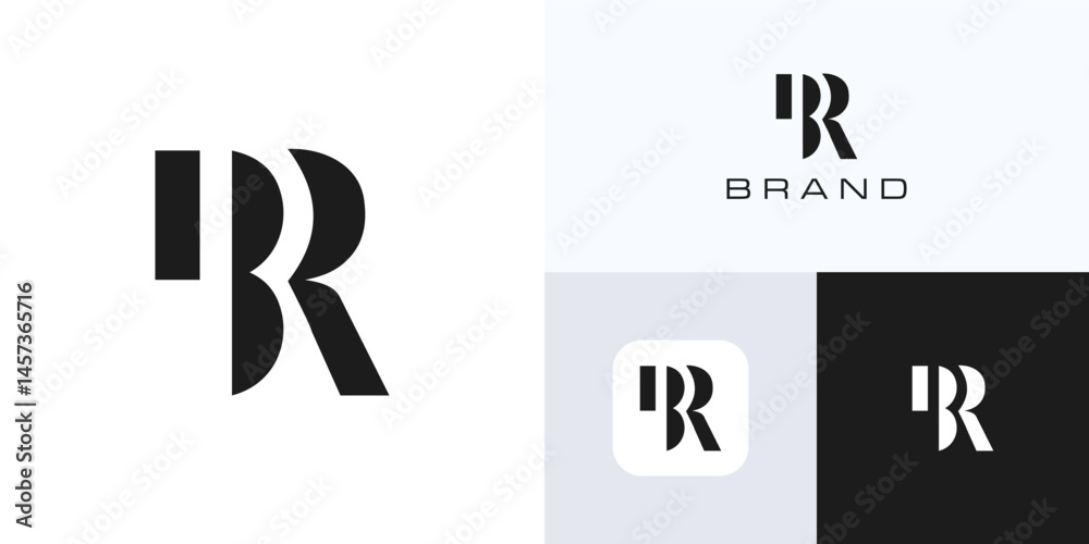 Minimal letter B and R with geometric style, logo icon design vector ...