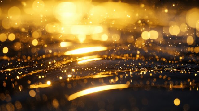 Background shows glow shimmer, fluid ripple blur