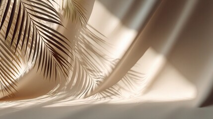 Poster - neutral indoor background with palm shadows and abstract texture