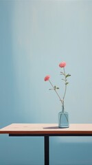 Wall Mural - a flower plant on the table next to the window with sky background furniture fragility freshness.