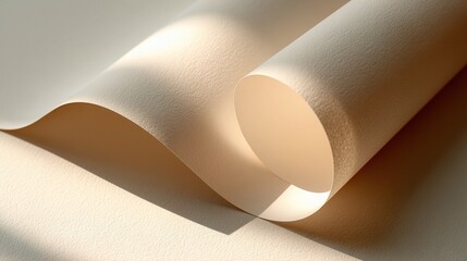 Poster - Elegant Cream Colored Paper Mockup with Soft Shadows and Curl