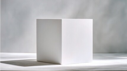 Poster - modern plain white plaster podium with sharp edges on display
