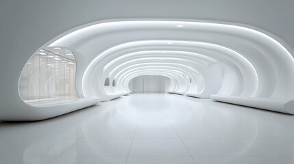 Poster - Futuristic Architectural Interior with Rounded Forms and White Design