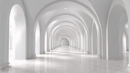 Poster - Elegant White Archways Creating Depth in Spacious Architectural Design