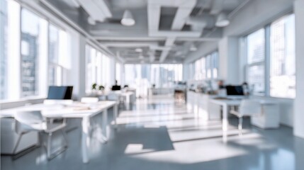Poster - blurred view of a modern office interior with open white space