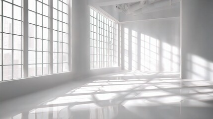 Poster - Bright White Studio Space with Shadows from Large Windows