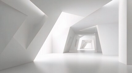Poster - Abstract Minimalist White Space with Geometric Shapes and Light