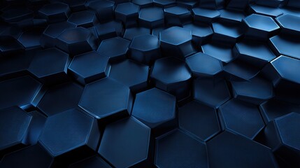 Poster - Dark Blue Hexagonal Patterns Close Up with Repeating Design Elements