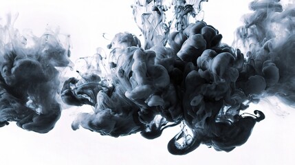Poster - Abstract Monochromatic Black Ink Background with Fluid Shapes