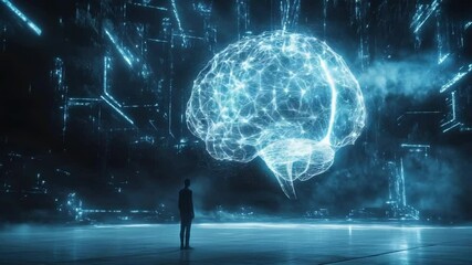 Poster - The Digital Mind: A Man Contemplates the Vastness of Artificial Intelligence