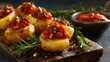 © JoaoNalio - Delicious mini potatoes, beautifully baked and topped with fresh, homemade tomato salsa.