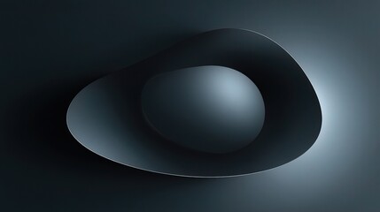 Poster - Black Organic Abstract Shape on Gradient Background Hovering